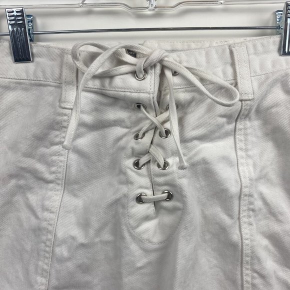 Forever 21 Small White Skirt Criss Cross Tie Denim - Picture 3 of 6